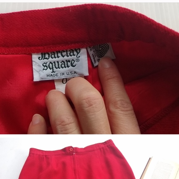 VINTAGE red 100% pure wool midi skirt perfect condition - Picture 2 of 2